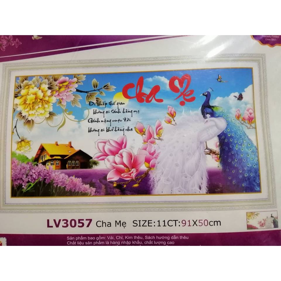 Tranh thêu chữ thập cha mẹ 91x50cm