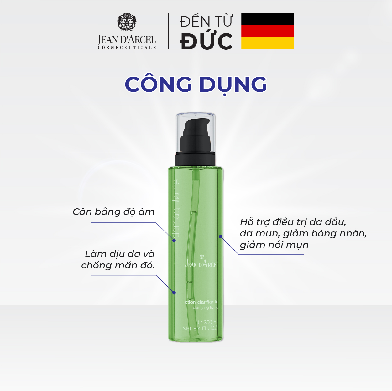 J02 Nước cân bằng cho da dầu và da mụn Demarquillante - Clarifying Tonic 250ml - Jean d'Arcel