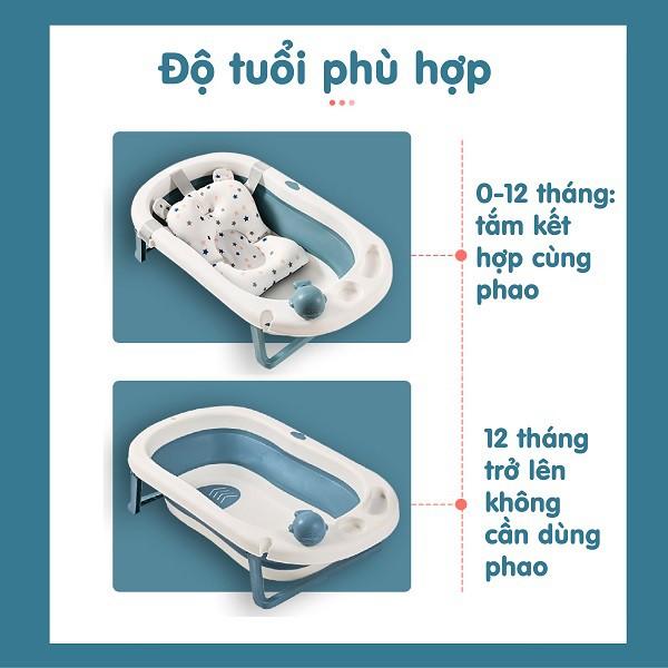 CHẬU TẮM GẤP GỌN CAO CẤP KÈM PHAO TẮM - CÓ NHIỆT KẾ