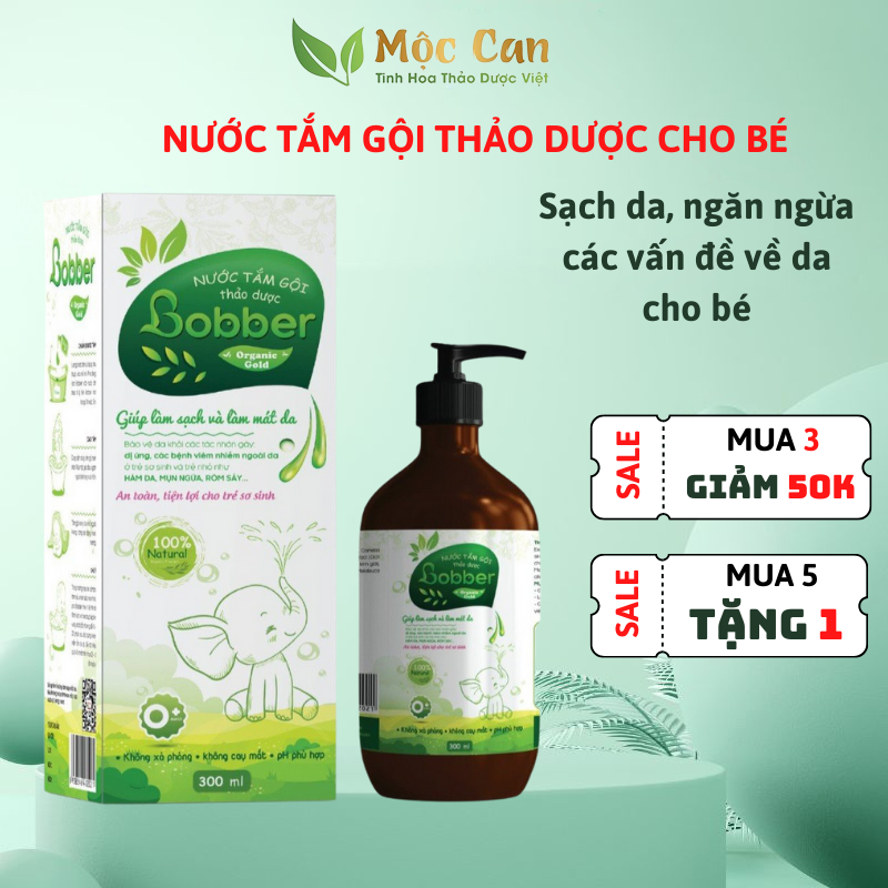 Nước Tắm Gội Thảo Dược Cho Bé Bobber  300ml Cho Bé Sơ Sinh Giúp Sạch Da Mát Da Cho Bé