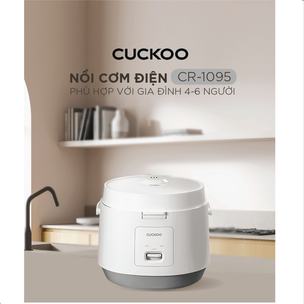 Nồi cơm điện Cuckoo 1.8L CR-1095 màu trắng- Công nghệ nhiệt 3D - bản quốc tế tiếng Anh - Hàng chính hãng CuckooVina