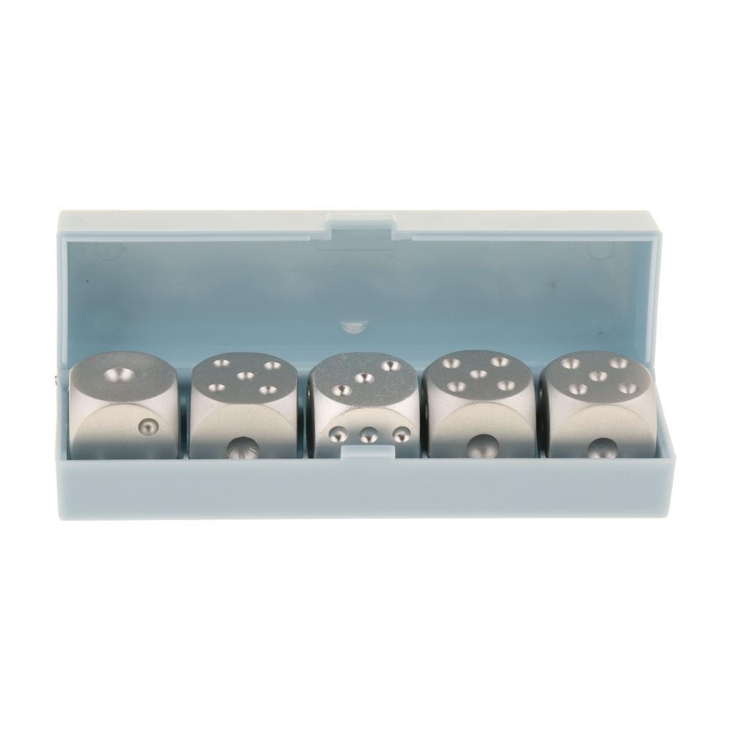 5pcs/set Aluminum Alloy Metal Silver Cube Dice Gift Role Play Games, Lightweight, durable and portable