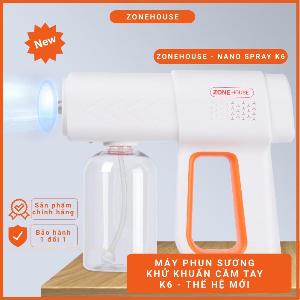 Máy Phun Xịt Khử Khuẩn Cầm Tay ZONEHOUSE Mẫu Mới K6 Gọn Nhẹ, Khử Trùng Bằng Công Nghệ Tia UV Nano Tím - Hàng Chính Hãng