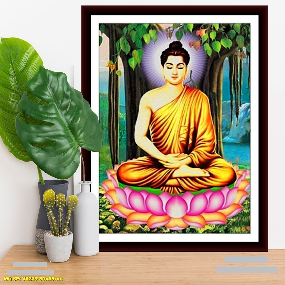 Tranh đính đá phật tổ ngồi gốc bồ đề VS239 - 80 x 59 cm - chưa đính