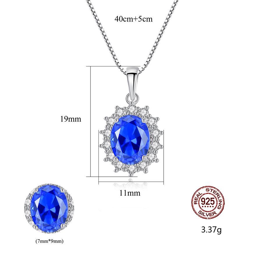 Dây Chuyền Bạc Nữ Cao Cấp Hình Bông Hoa Đính Đá Màu Xanh Dương - DB2413 - Bảo Ngọc Jewelry