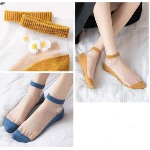 Combo túi 10 đôi tất lưới cổ ngắn hình hoa cúc cho bạn gái