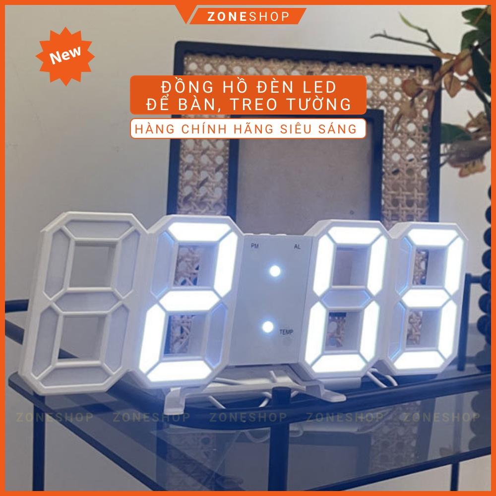 Đồng Hồ LED 3D Để Bàn, Treo Tường Thông Minh ZONEHOUSE Smart Clock Với Chức Năng Báo Thức, Nhiệt Độ, Cảm Biến