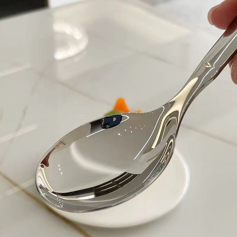 Combo 3 muỗng thìa tròn dày chất liệu inox không gỉ đa năng phong cách sang trọng phù hợp dùng ăn súp, ăn lẩu, xới cơm tiện lợi
