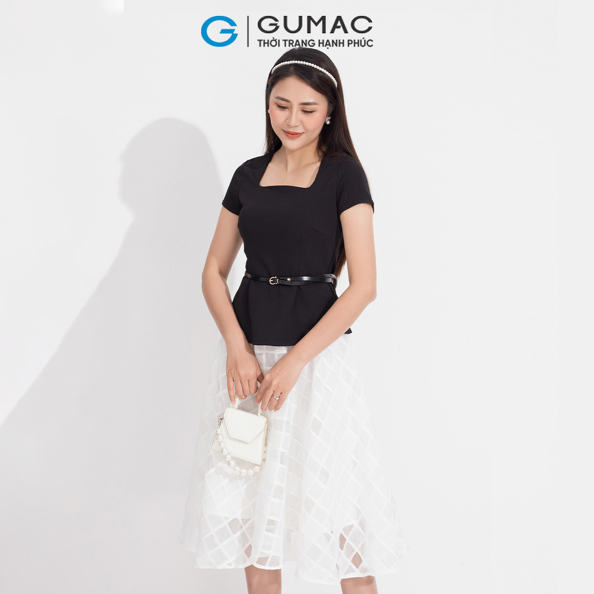 Chân váy xòe lưới vuông GUMAC VD05009
