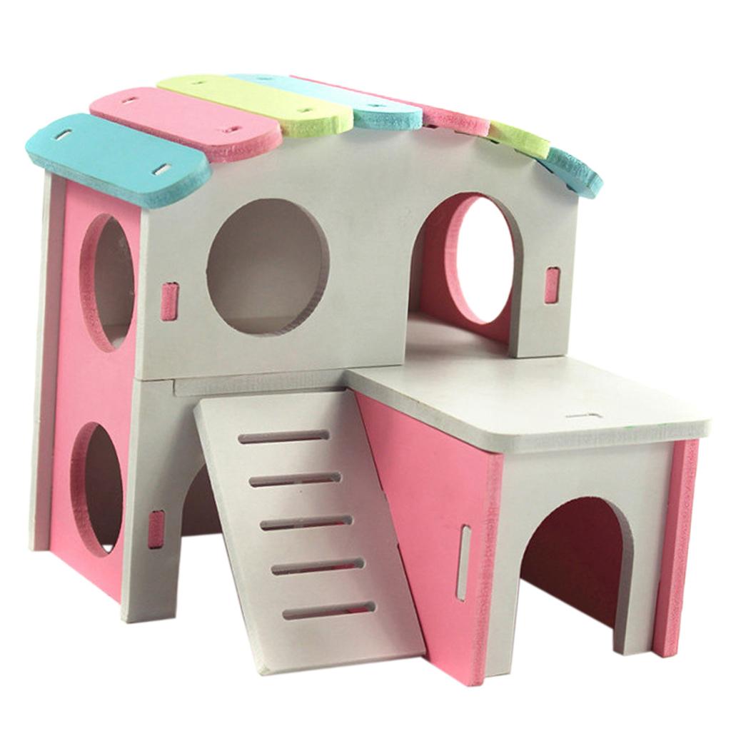 Hamster Hedgehog Mouse Guinea Pig Bed House Cage Ladder Exercise Toy Pink