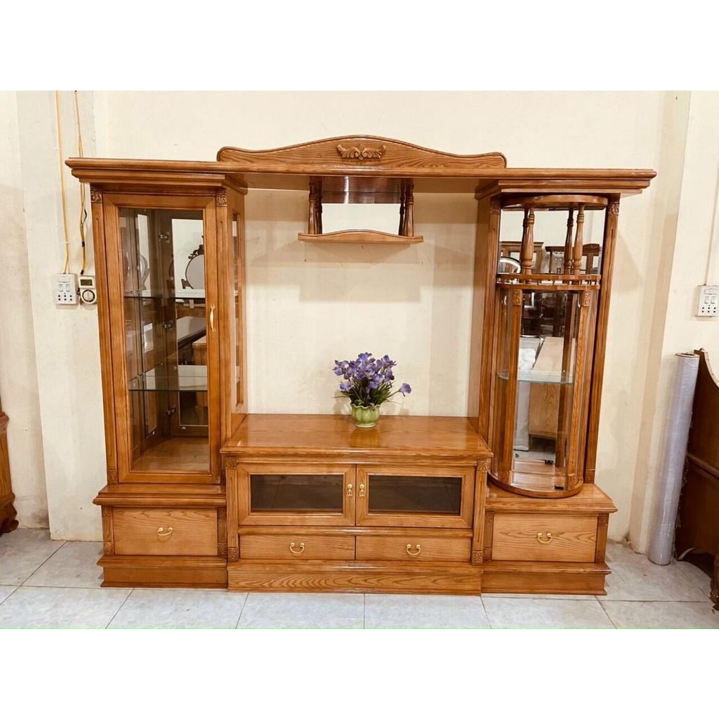 Kệ TIVI Gỗ Sồi Nga Kệ Kính Quay 2m2