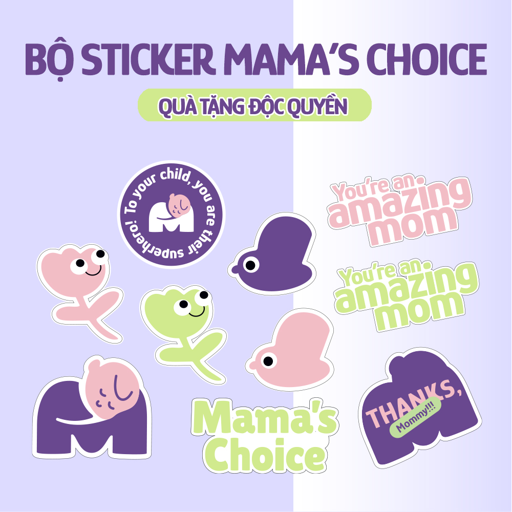 [QUÀ TẶNG ĐỘC QUYỀN] Sticker Dán Mama's Choice, Hình Dán Chống Nước Đáng Yêu Ngộ Nghĩnh, Dùng Trang Trí Đồ Dùng Của Bé