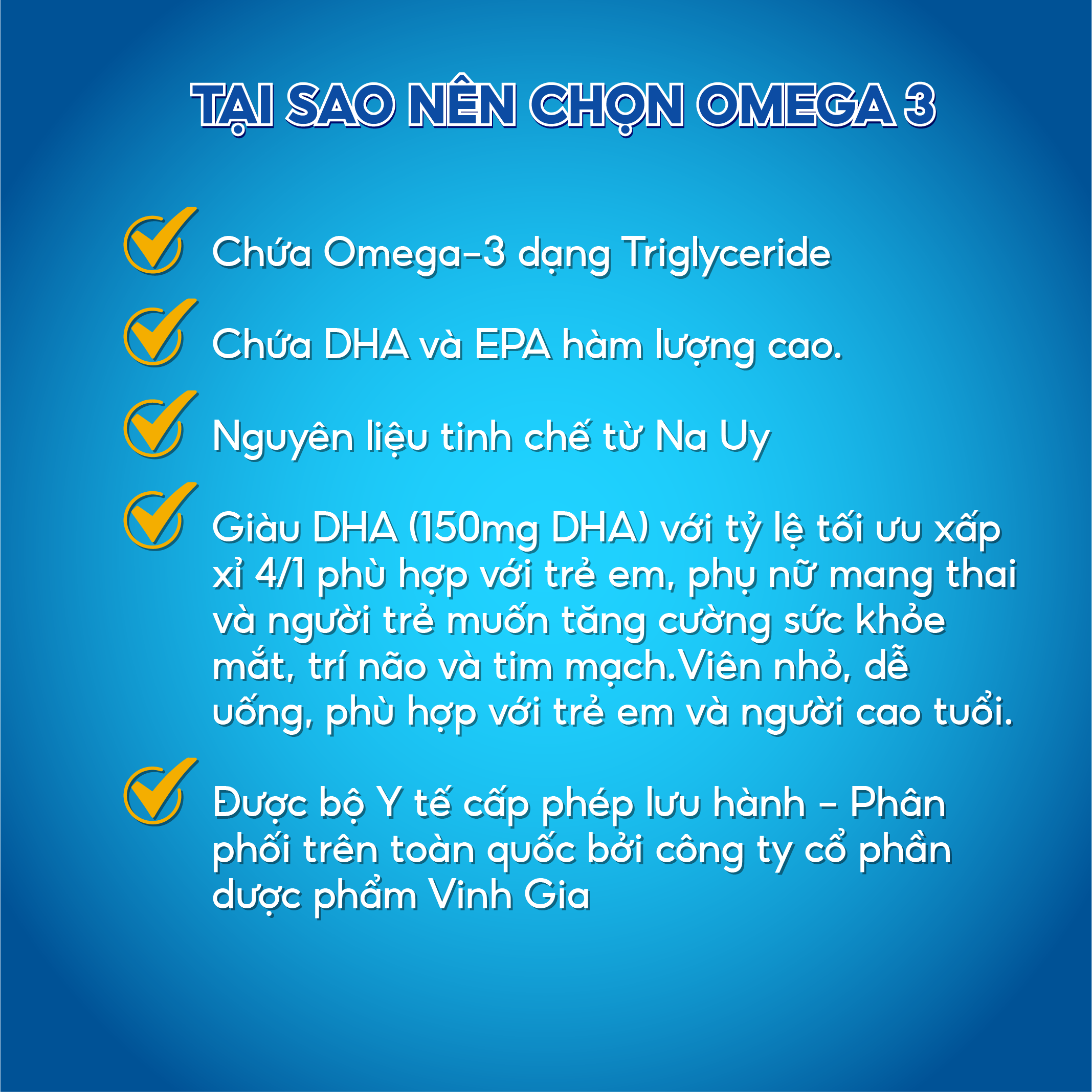 Viên Uống Omega 3 VINH GIA Bổ Sung DHA Và EPA Hỗ Trợ Duy Trì Sức Khỏe Mắt Và Tim Mạch Hộp 100 Viên