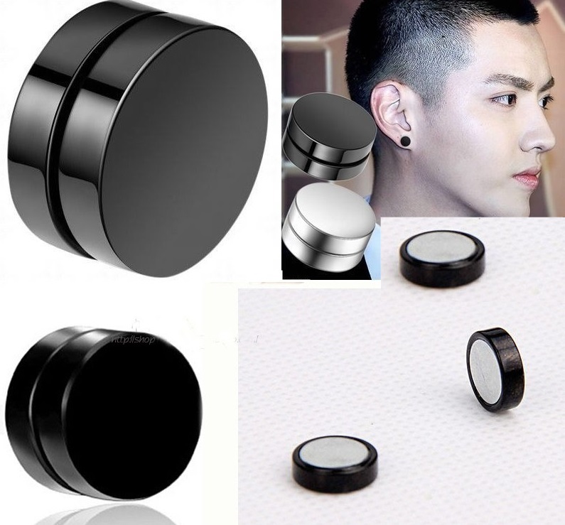 Combo 2 đôi bông tai nam châm nam màu đen