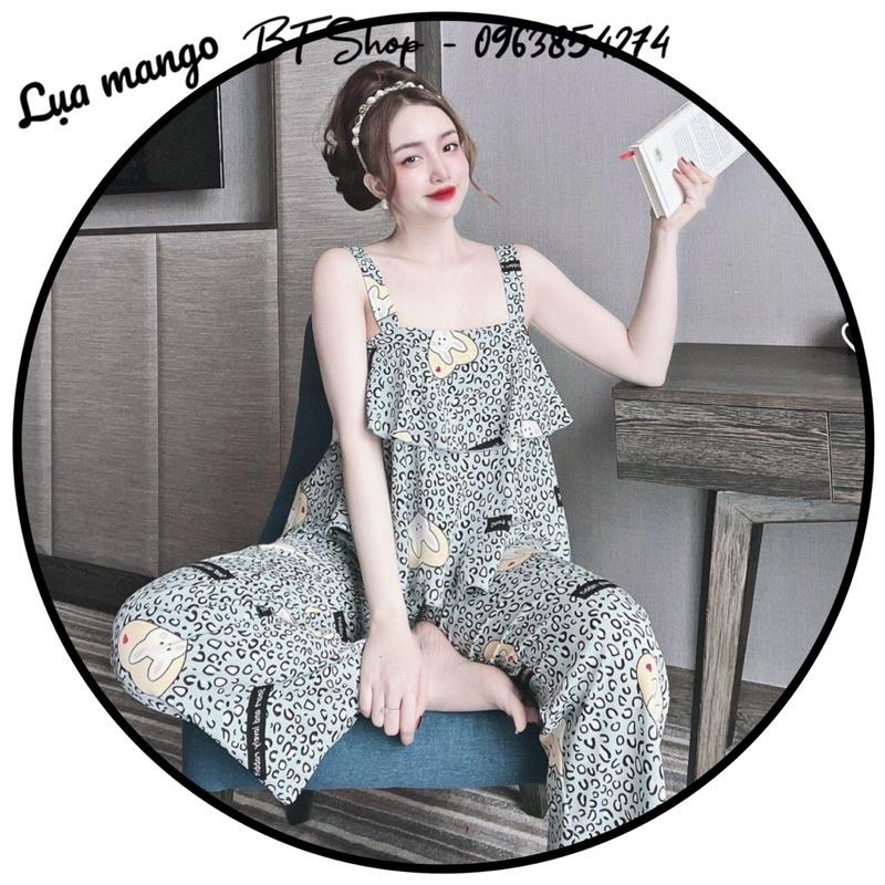 Đồ ngủ mặc nhà lụa mango quầi dài hoạ tiết freesize 42-57kg