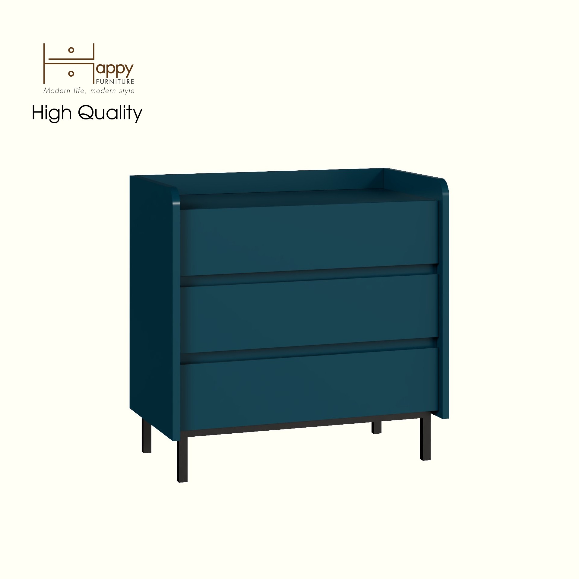 [Happy Home Furniture] LAVIA, Tủ lưu trữ 3 ngăn kéo - Chân sắt, 66cm x 40cm x 66cm ( DxRxC), THK_154