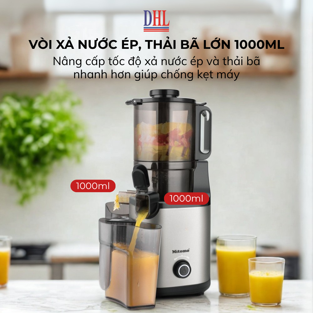Máy Ép Chậm, Máy Ép Trái Cây Công Nghiệp Mitomo KJ3081 Kiệt Bã - Hàng Chính Hãng Bảo Hành 3 Năm