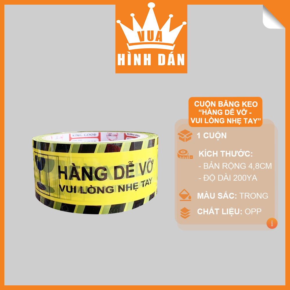 Băng Keo Hàng Dễ Vỡ Vui Lòng Nhẹ Tay - Loại 1 Cây 1.2kg 6 Cuộn 48 Mm * 100 Yard * 50 Mic