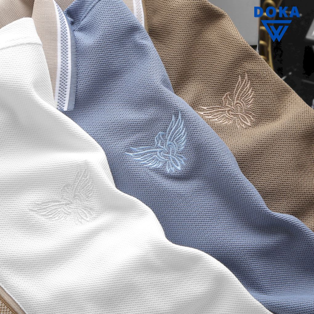Áo thun nam polo cổ Bẻ thêu logo đại bàng có size lớn 3XL mang phong cách thể thao và nam tính Doka PSA18