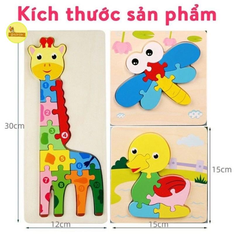 Đồ chơi trẻ em tranh ghép hình nối theo số 12 mẫu khác nhau, bằng gỗ giúp bé phát triển vận động tinh và tư duy