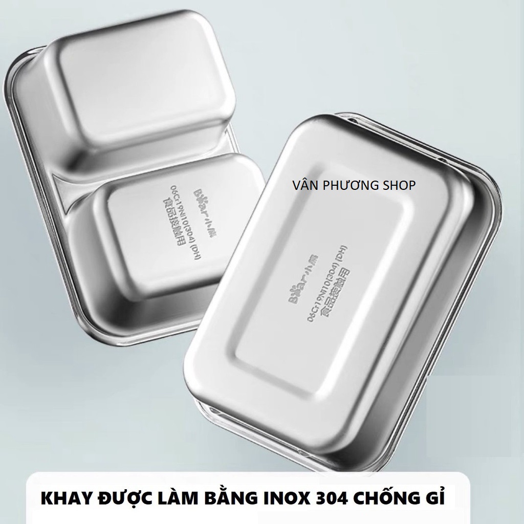 Hình ảnh Hộp Cơm Cắm Điện Bear 2 tầng Bear DFH-B12E1 Nấu Chín, Hâm Nóng Thức Ăn Tiện Mang Đi Làm, Đi Học, Đi Chơi -Chính Hãng