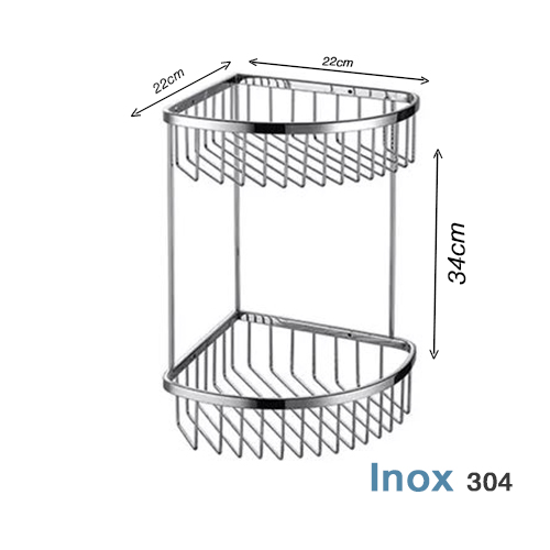 Kệ tắm góc 2 tầng  Inox 304 S4 - Thanh Vuông