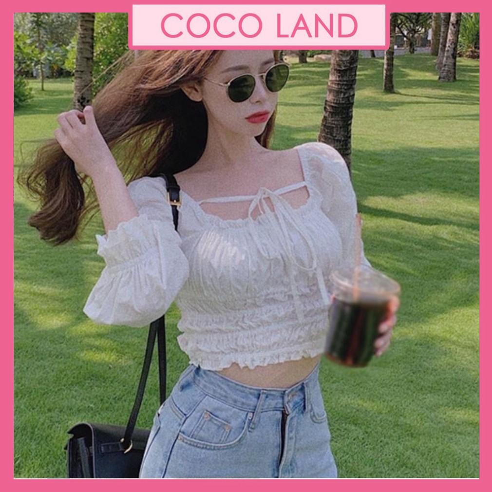 Áo croptop ulzzang trắng buộc dây cổ chất đẹp phong cách -Áo thun croptop cộc tay nữ buộc dây eo