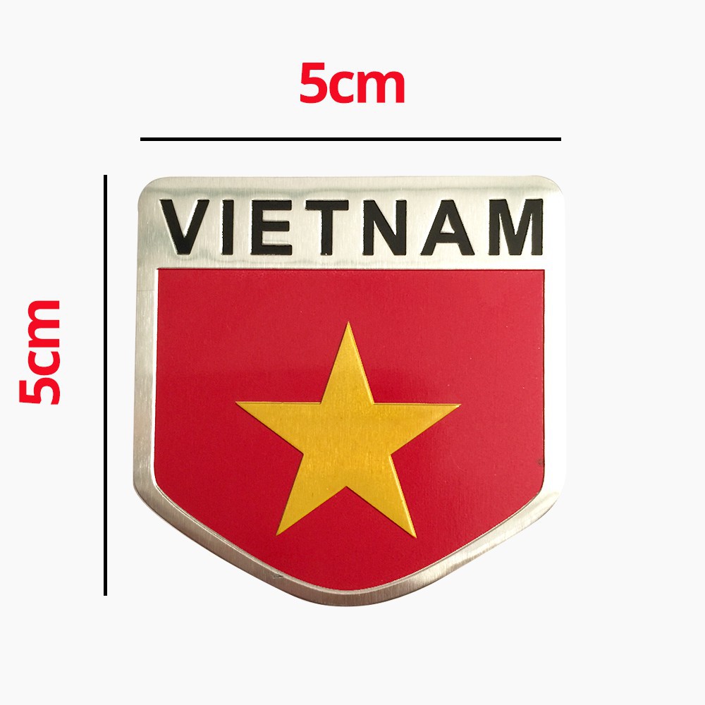 Tem nhôm logo kim loại hình lá cờ Việt Nam