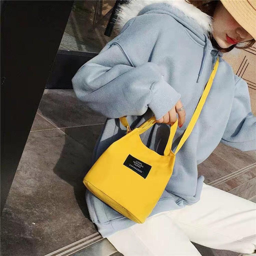 Túi vải tote mini đeo chéo thời trang phong cách Hàn Quốc