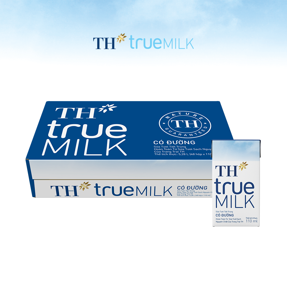 Thùng 48 hộp sữa tươi tiệt trùng có đường TH True Milk 110ml