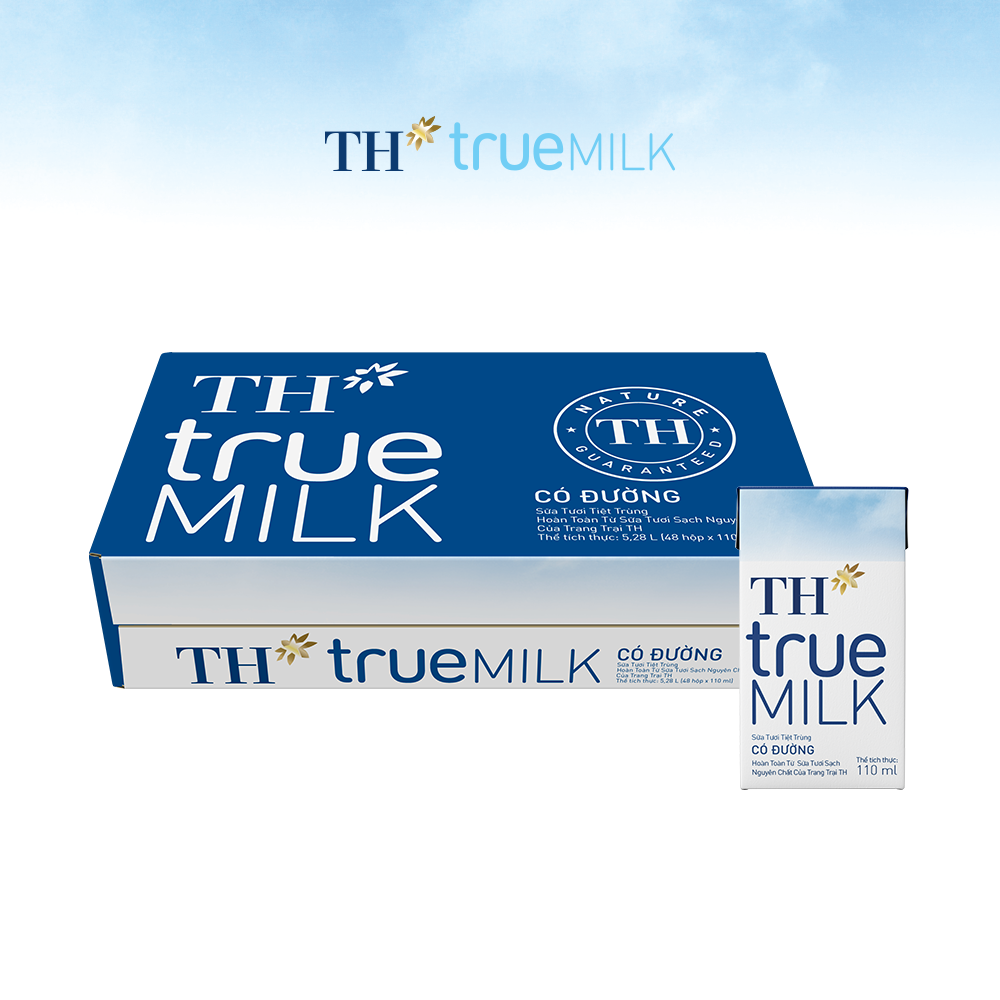 Thùng 48 hộp sữa tươi tiệt trùng có đường TH True Milk 110ml (110ml x 48)