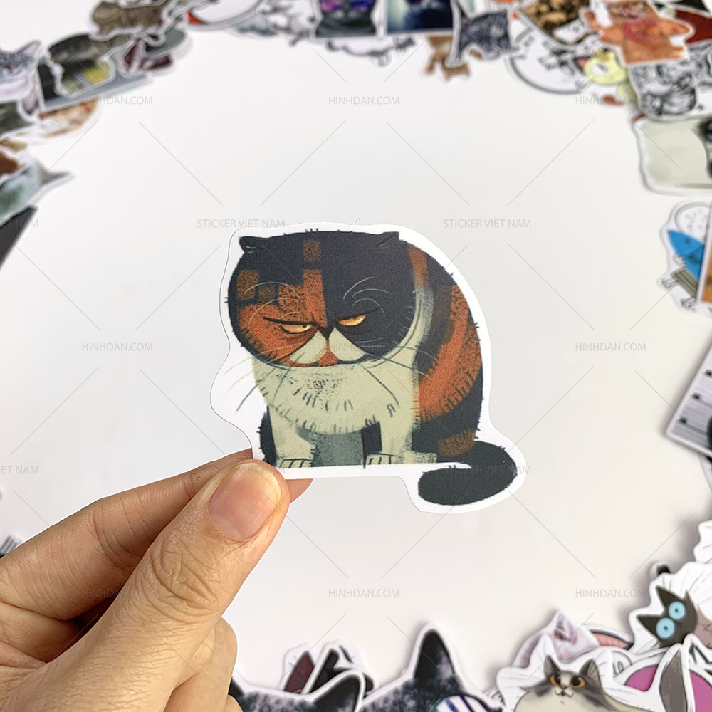 Bộ sticker chủ đề Mèo - Cat - Boss 2019, decal hình dán thú cưng  chống nước, trang trí nón bảo hiểm, điện thoại, lap top