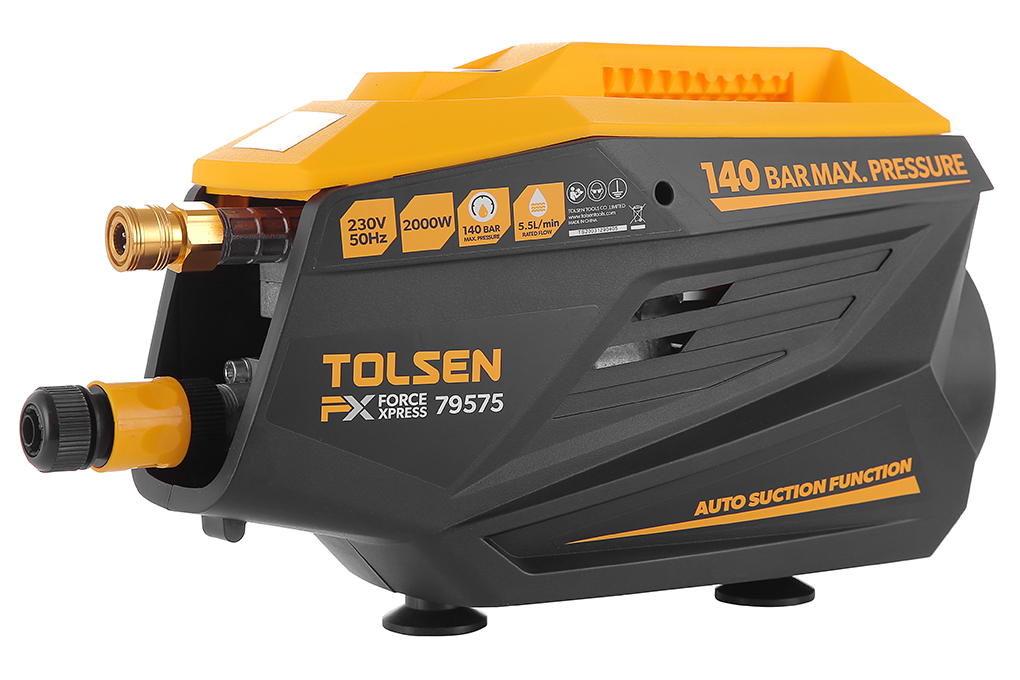 Máy phun xịt rửa xe áp lực cực cao TOLSEN 79575 2000W ( Mô tơ từ)- Hàng chính hãng (Tặng thêm 5m dây cấp nước Total THPH2001)