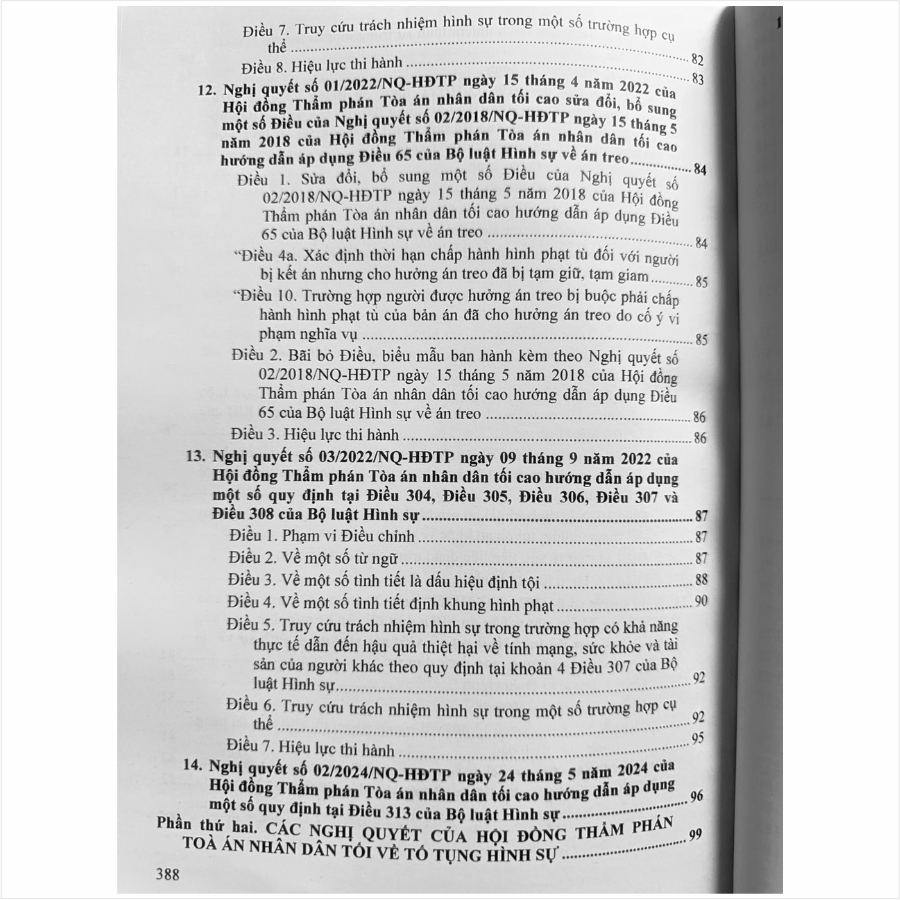Sách Hệ Thống Các Nghị Quyết Của Hội Đồng Thẩm Phán Tòa Án Nhân Dân Tối Cao về Hình Sự, Tố Tụng Hình Sự (V2460T)