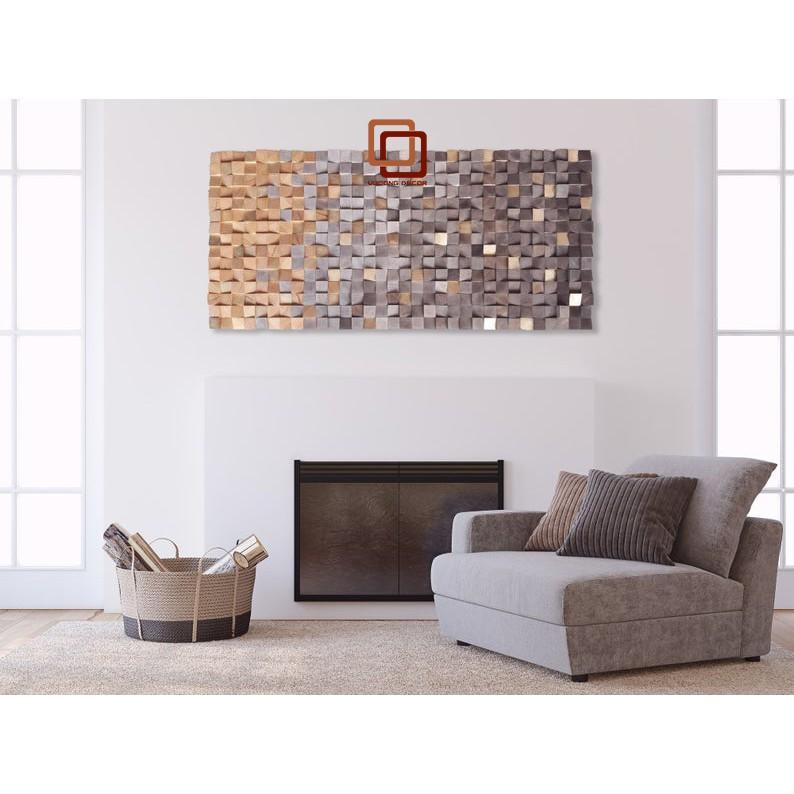 Tranh gỗ trang trí 3D tone PASTEL NHẸ NHÀNG (Wood mosaic) - (KÍCH THƯỚC 30x60, 40X80 VÀ 50cmx1M)