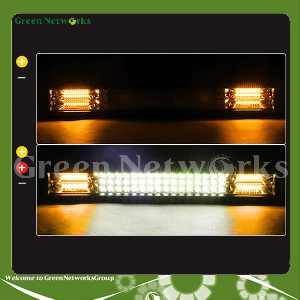 Đèn Led bar trợ sáng xe hơi xe tải 48 bóng tròn 2 màu trắng vàng Green Networks Group