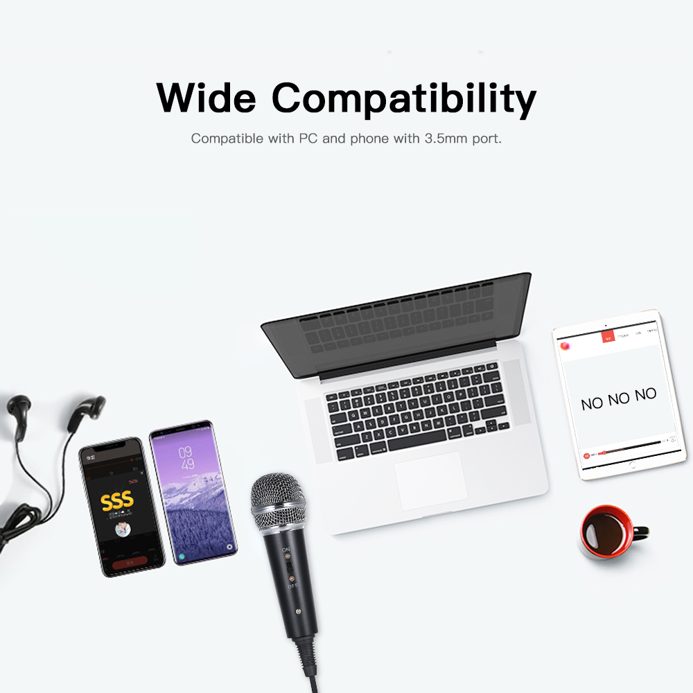 Micrô Thu Giọng Hát Karaoke Âm Thanh 3,5 Mm Có Chân Đế Cho Điện Thoại PC