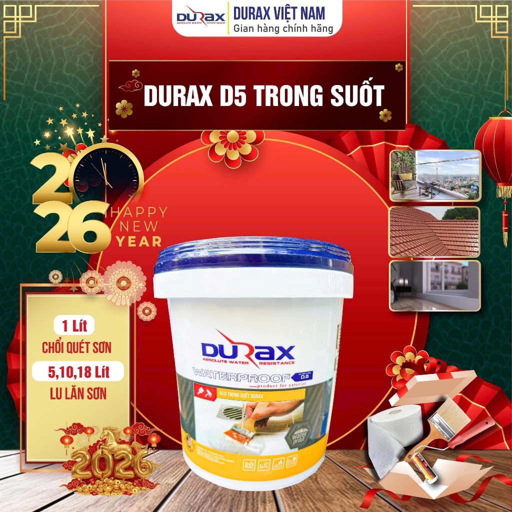 Hàng Chính Hãng – BH 2 NămKeo chống thấm DURAX trong suốt – Chống thấm nền gạch, gỗ công nghiệpDUARX trong suốt 1 kg – Lu  Keo