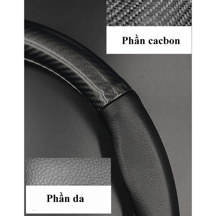 Bọc vô lăng TTAUTO cho xe ô tô từ 4 đến 7 chỗ chất liệu da vân carbon cao cấp có logo HONDA (Đen)