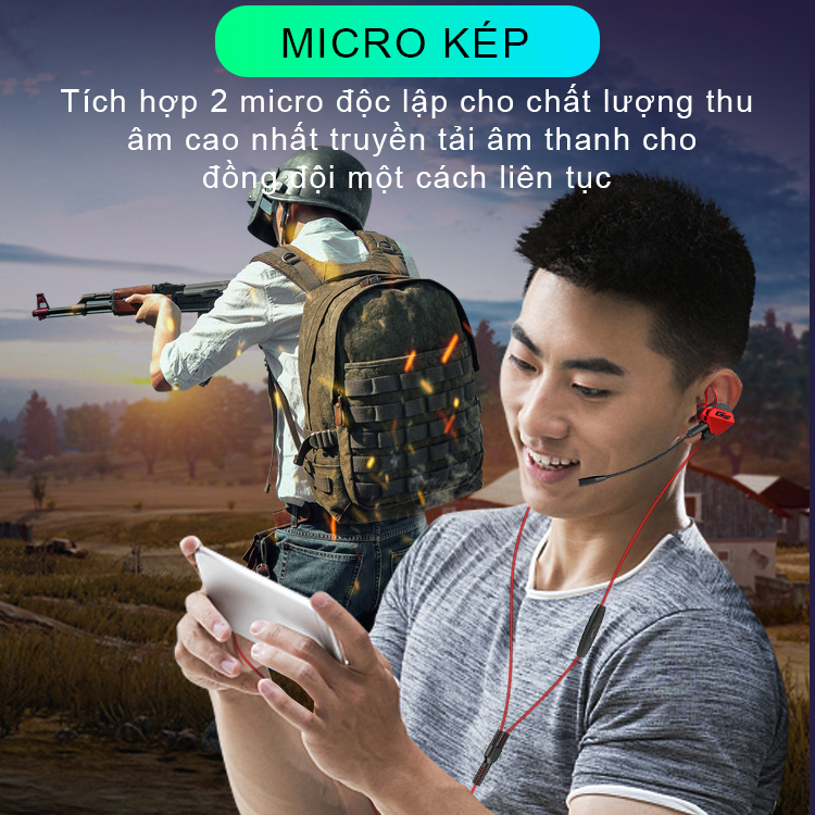 Tai nghe gaming có mic cho điện thoại SIDOTECH G-Pro chuyên chơi game PUBG mobile / FF / ROS / Tốc chiến micro kép chống ồn nâng cấp nghe rõ tiếng bước chân, đi kèm bao da và cáp chuyển đổi - Hàng Chính Hãng