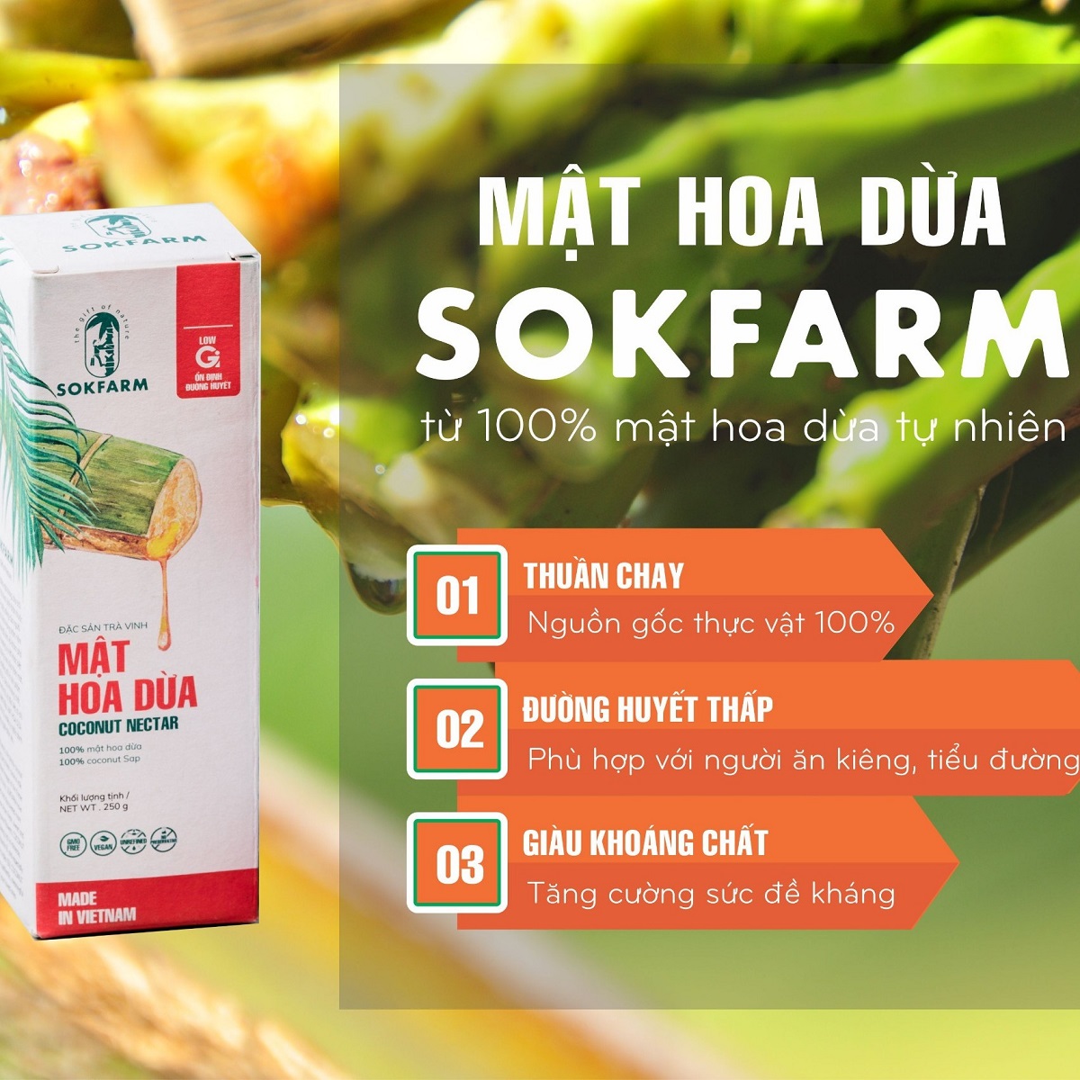 MẬT HOA DỪA SOKFRAM - 250gram - ĐẶC SẢN TRÀ VINH