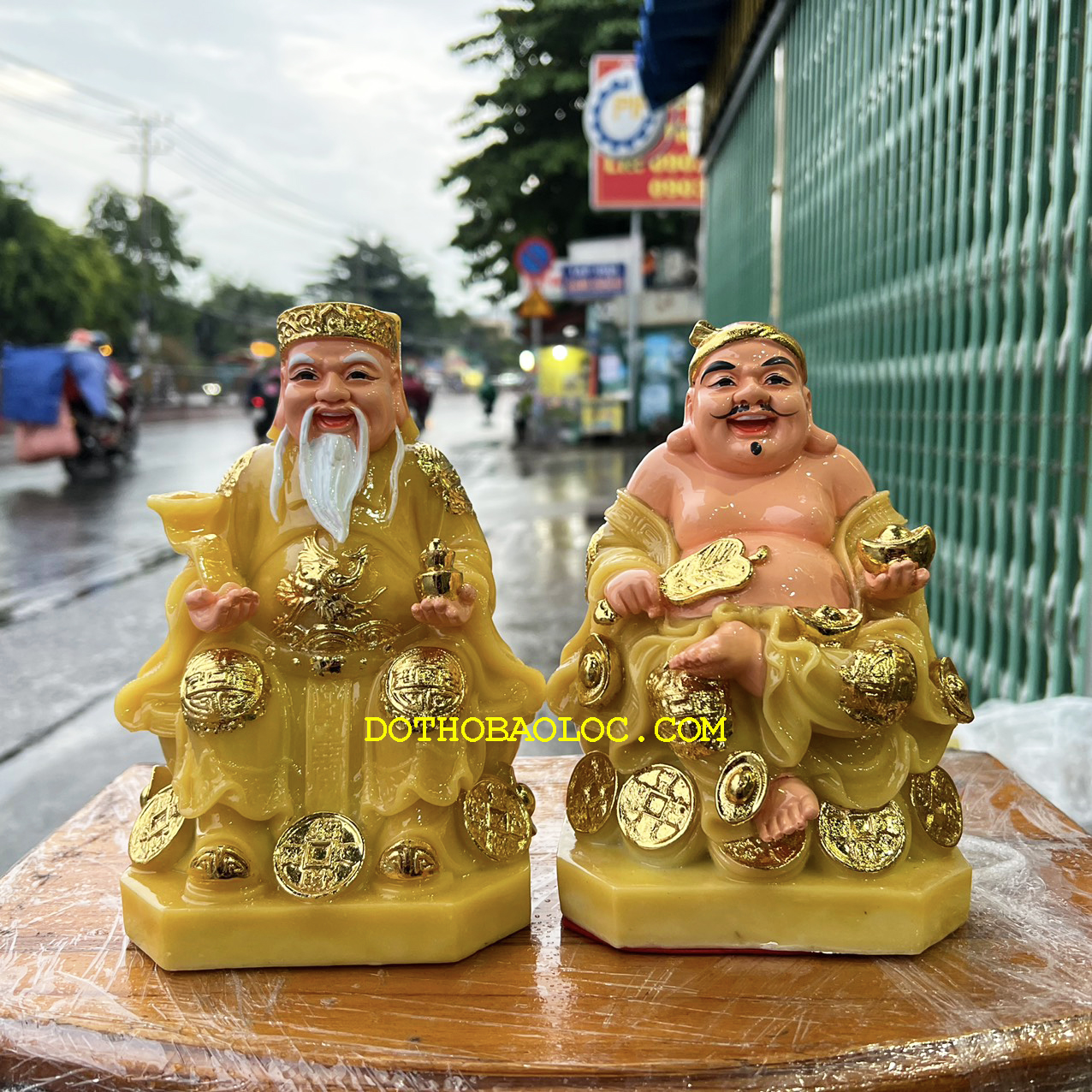 Tượng Thần tài Thổ Địa đá Việt Nam cao 19cm Bộ sản phẩm gồm 2 tượng