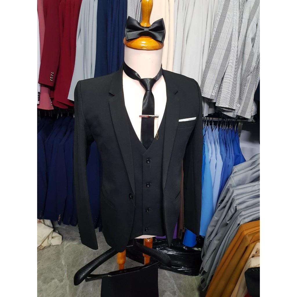 Combo bộ vest nam màu đen ôm body