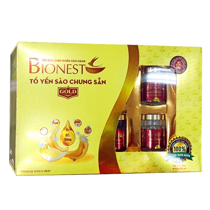 Hộp Yến sào Bionest Gold cao cấp (hộp quà tặng 6 lọ) thích hợp cho người lớn và người bệnh trong quá trình hồi phục sức khỏe