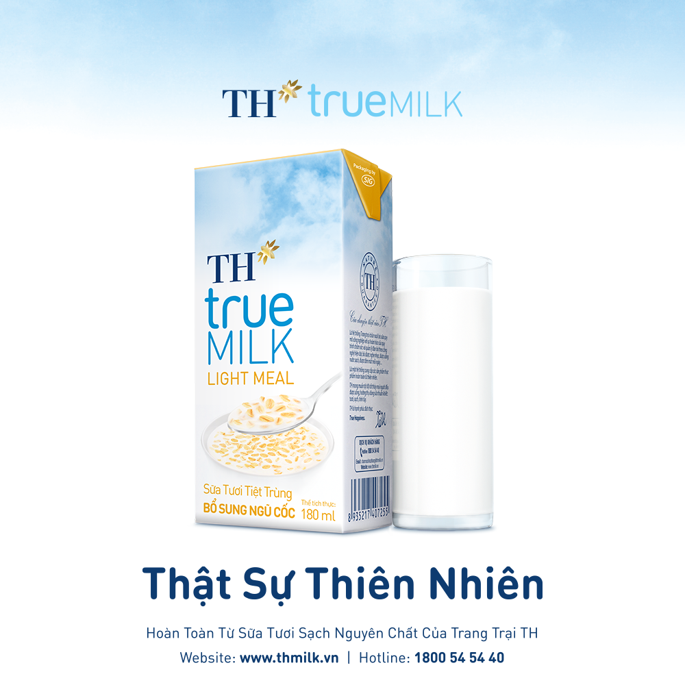 Thùng 48 hộp sữa tươi tiệt trùng bổ sung ngũ cốc TH true MILK LIGHT MEAL 180 ml (180 ml x 48)