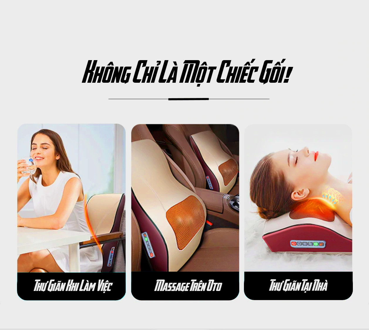 Gối Massage Đa Năng - Sử Dụng Pin Sạc - Massage Hồng Ngoại, Chất Liệu Da PU - Chuyên Sâu Cho Cổ, Vai Gáy, Lưng Dưới, Đùi, Chân - Máy Mát Xa Toàn Thân