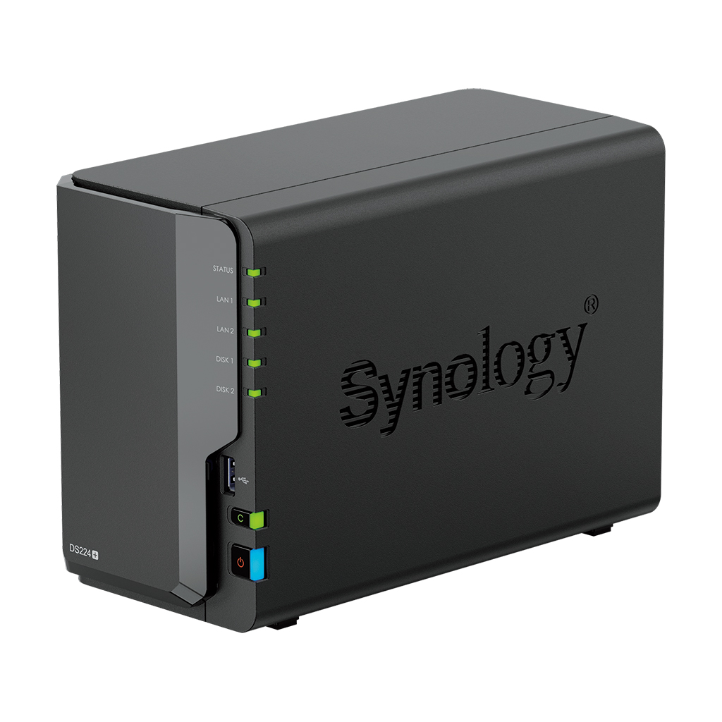 Bộ lưu trữ mạng NAS Synology DS224+ CPU Intel Celeron J4125 4-core 2.0GHz, RAM 2GB, LAN 2x 1GbE, 2 khay ổ cứng - Hàng chính hãng