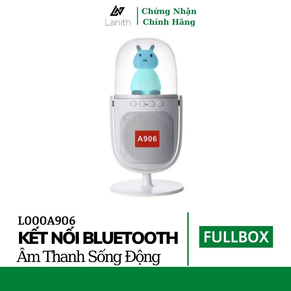 Loa Bluetooth Không Dây Có Đèn Led LANITH A906 - Thiết Kế Để Bàn Nhỏ Gọn, Dễ Thương - Hỗ Trợ Thẻ Nhớ, Jack 3.5, USB - Âm Thanh Sống Động, Chất Lượng - Tặng Kèm Cáp Sạc 3 Đầu - Hàng Nhập Khẩu - L000A906