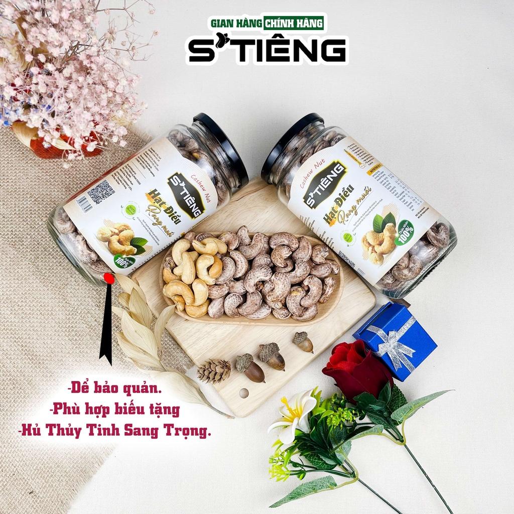 500Gr Hạt Điều Rang Muối STIENG Bình Phước Nguyên Hạt Loại 1 A+ Còn Vỏ Lụa Hủ Thủy Tinh