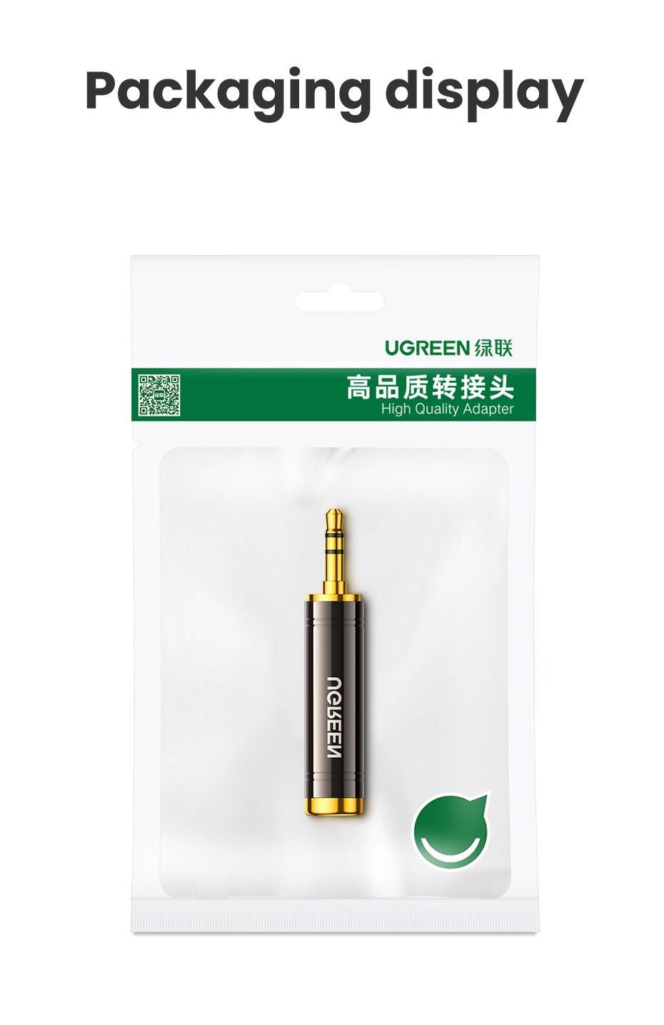 Ugreen UG60711AV168TK 3.5mm đực sang 6.5mm cái Đầu Jack chuyển Audio - HÀNG CHÍNH HÃNG